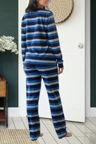 Ladies Polar Fleece Grey Stripe Pyjama Set - StylePhase SA
