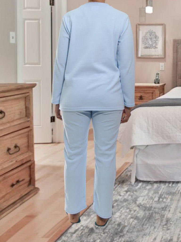 Ladies Polar Fleece Light Blue Fleece Pyjama Set - StylePhase SA