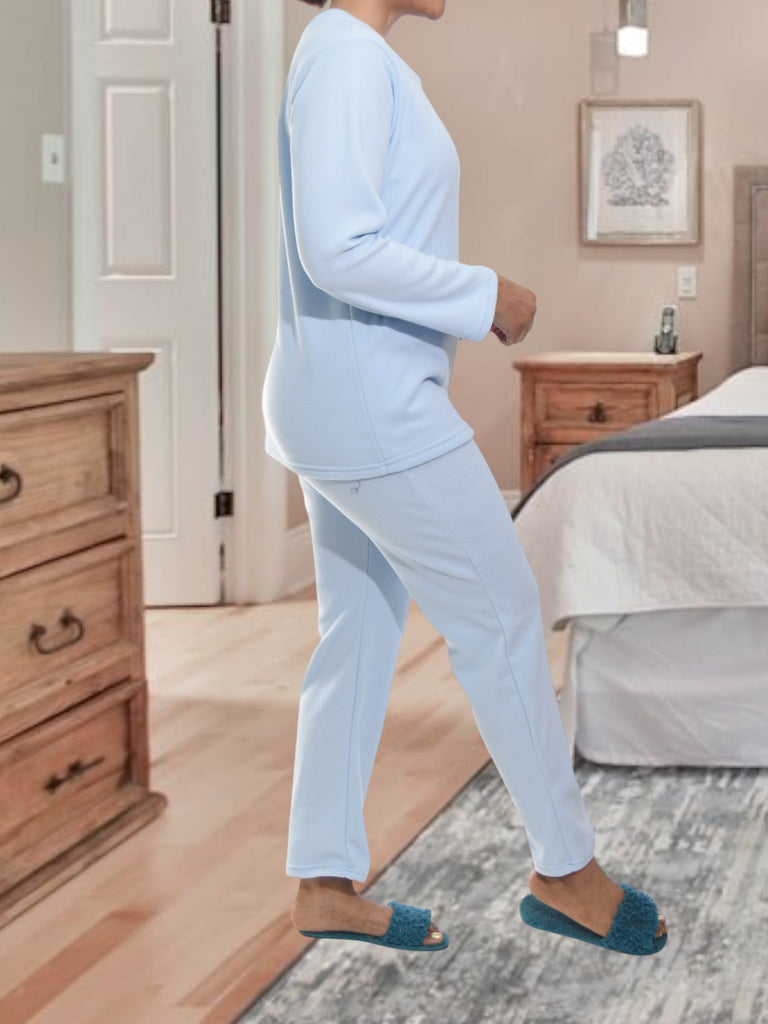 Ladies Polar Fleece Light Blue Fleece Pyjama Set - StylePhase SA