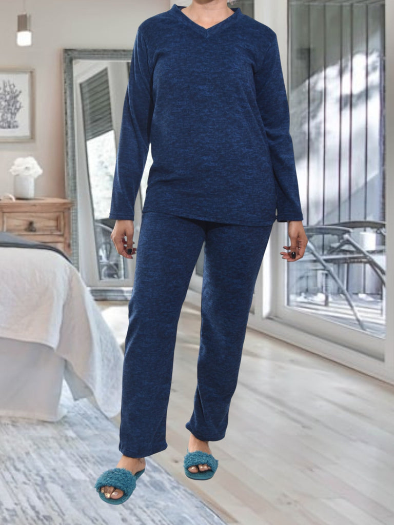 Ladies Polar Fleece Navy Shaded Fleece Pyjama Set - StylePhase SA