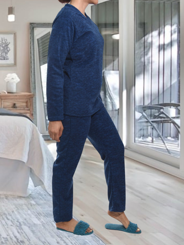 Ladies Polar Fleece Navy Shaded Fleece Pyjama Set - StylePhase SA