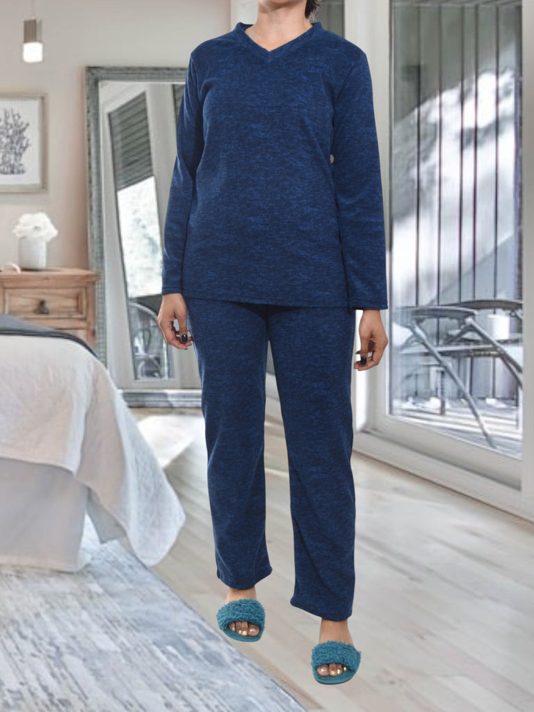 Ladies Polar Fleece Navy Shaded Fleece Pyjama Set - StylePhase SA