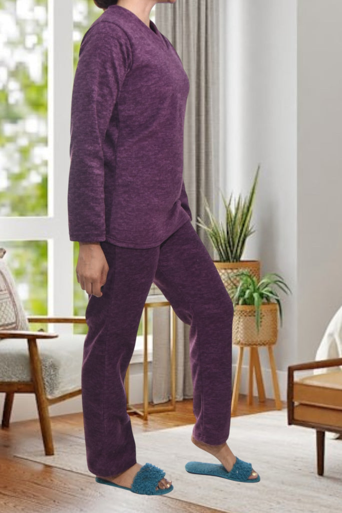 Ladies Polar Fleece Purple Fleece Pyjama Set - StylePhase SA