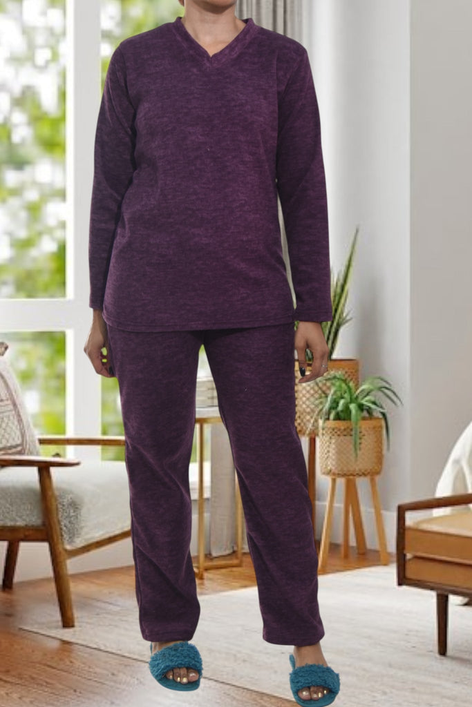 Ladies Polar Fleece Purple Fleece Pyjama Set - StylePhase SA