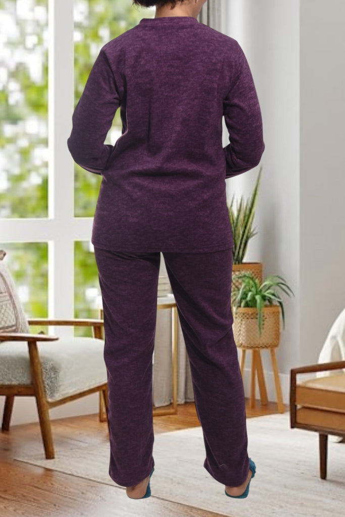 Ladies Polar Fleece Purple Fleece Pyjama Set - StylePhase SA