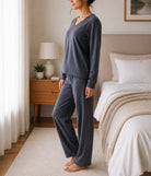 Ladies Polar Fleece Pyjama Set - Grey Shaded - StylePhase SA