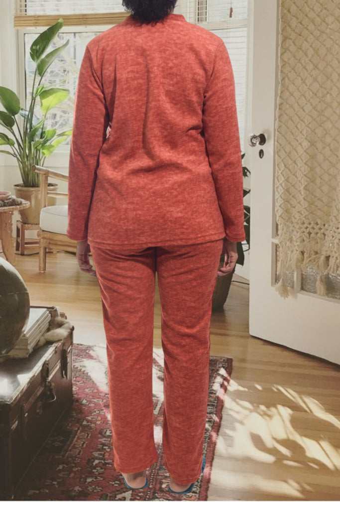Ladies Polar Fleece Rust Fleece Pyjama Set - StylePhase SA
