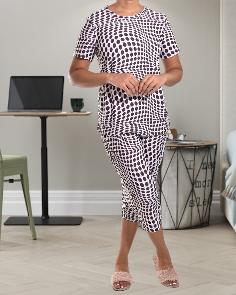Ladies Polka Dot 3/4 Pyjama Set - StylePhase SA