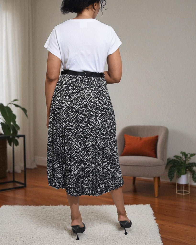 Ladies Polka Dot Black Pleated Skirt - StylePhase SA