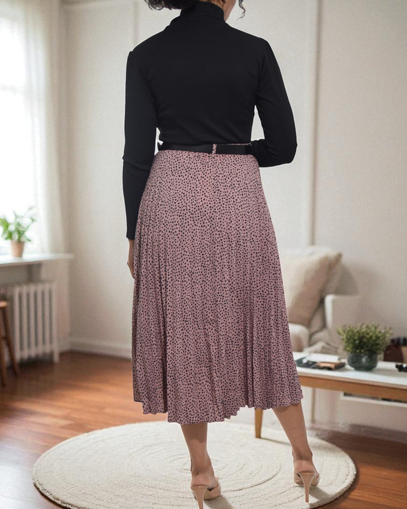 Ladies Polka Dot Pink Pleated Skirt - StylePhase SA