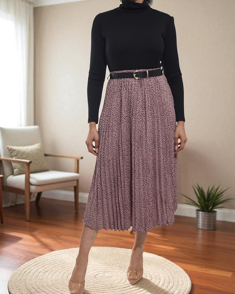 Ladies Polka Dot Pink Pleated Skirt - StylePhase SA