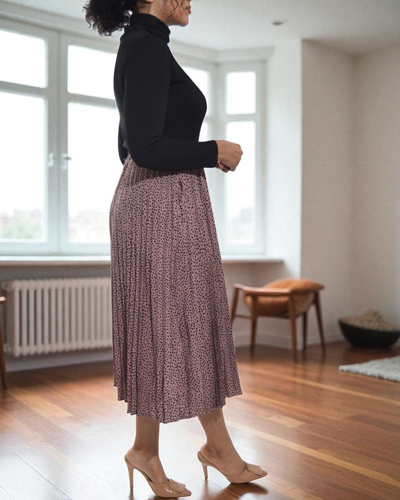 Ladies Polka Dot Pink Pleated Skirt - StylePhase SA