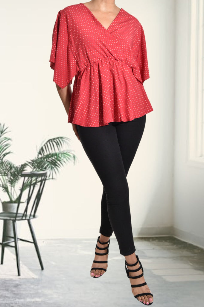 Ladies Polka Dot Red Blouse - StylePhase SA