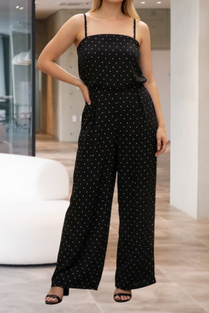 Ladies Polka Dot Strappy Pleated Jumpsuit - StylePhase SA
