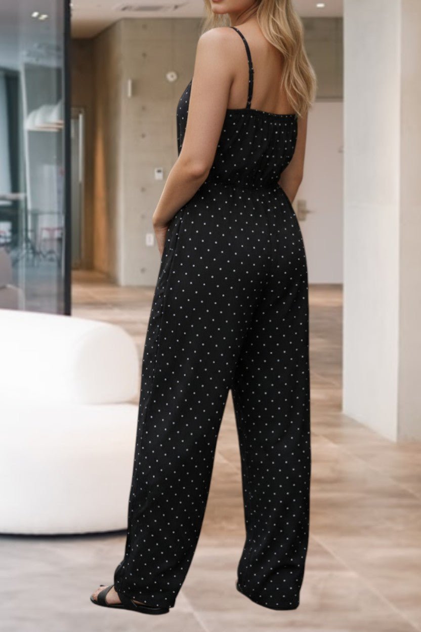 Ladies Polka Dot Strappy Pleated Jumpsuit - StylePhase SA