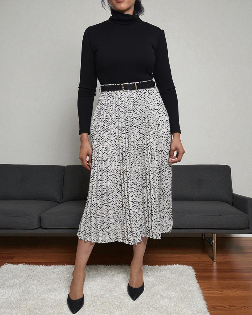 Ladies Polka Dot White Pleated Skirt - StylePhase SA