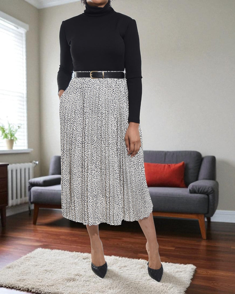Ladies Polka Dot White Pleated Skirt - StylePhase SA