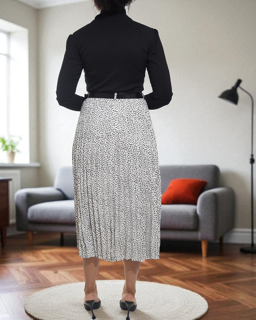 Ladies Polka Dot White Pleated Skirt - StylePhase SA