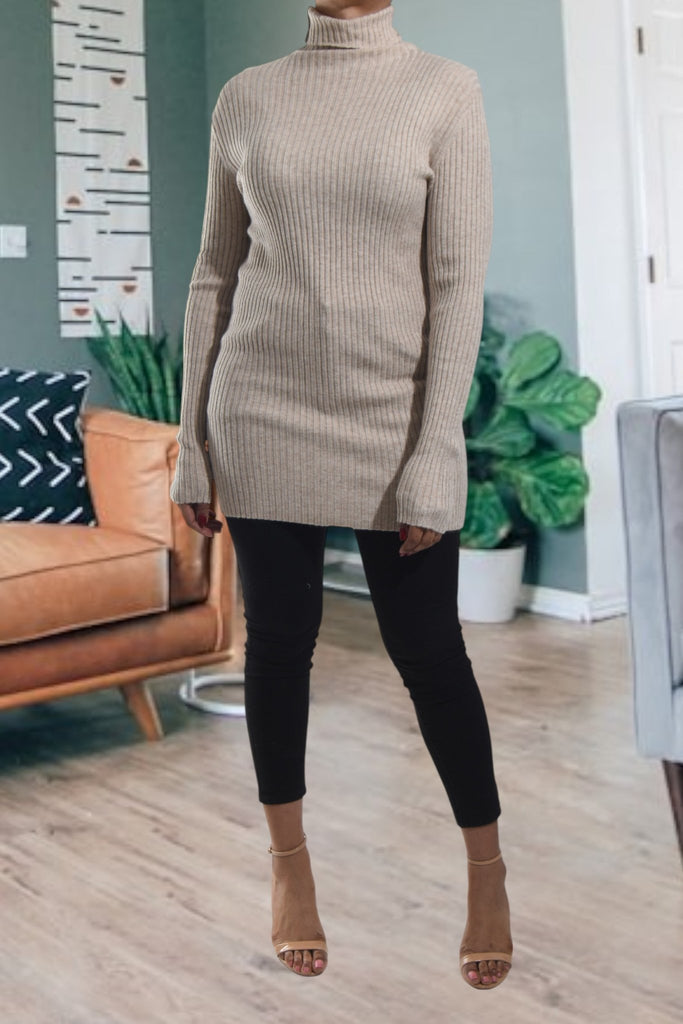 Ladies Polo Neck Dress Top - Beige - StylePhase SA