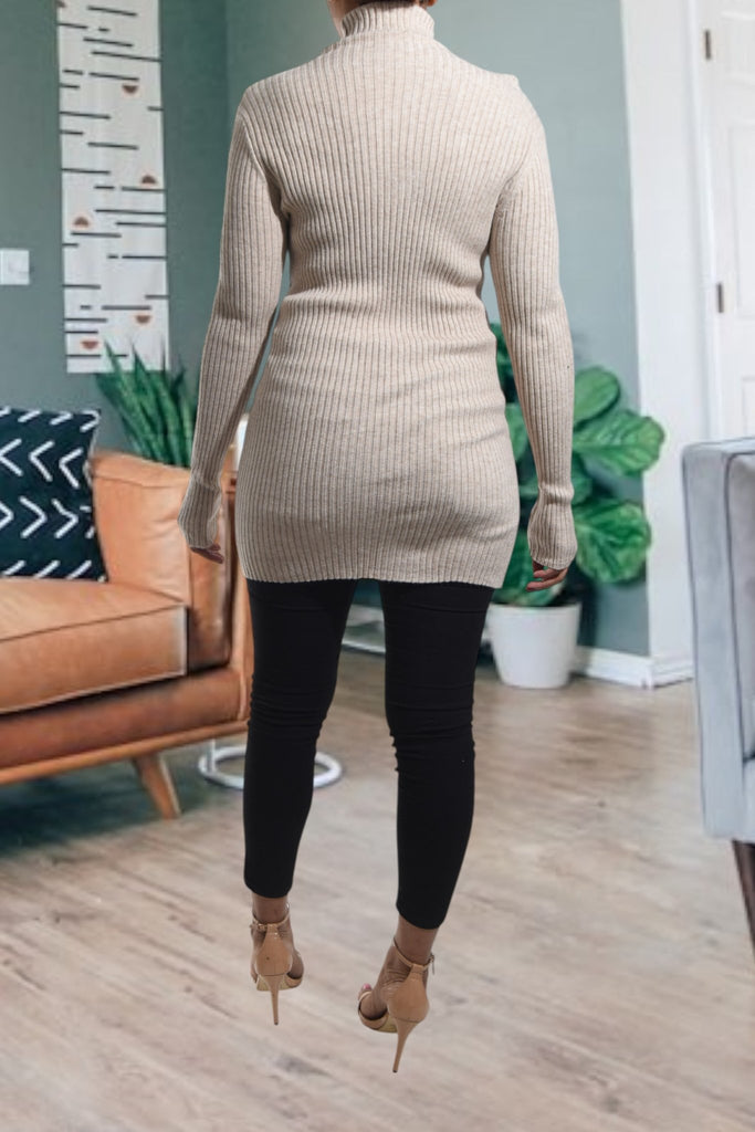 Ladies Polo Neck Dress Top - Beige - StylePhase SA