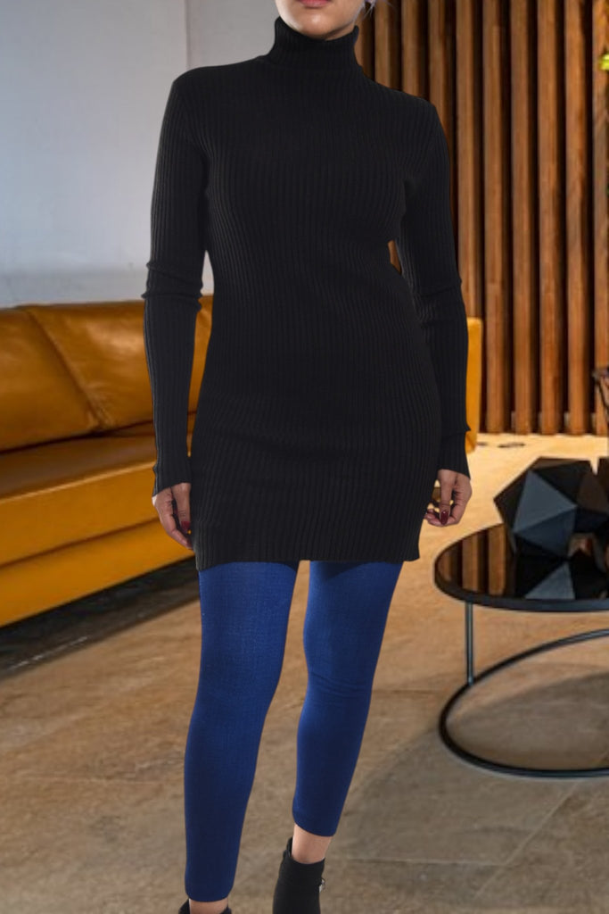 Ladies Polo Neck Dress Top - Black - StylePhase SA
