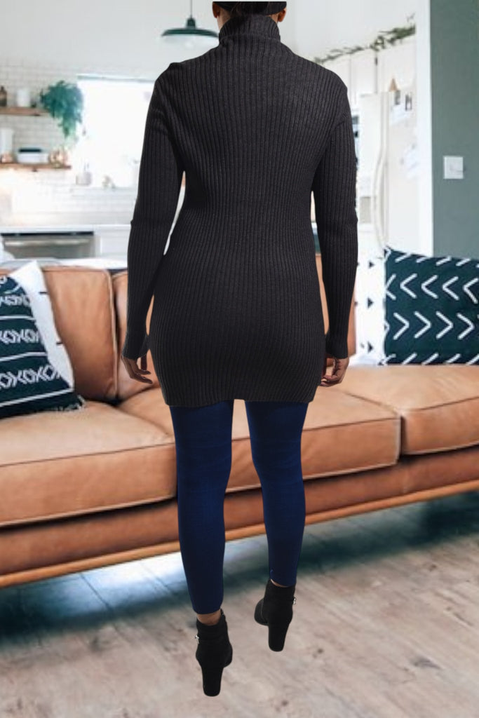 Ladies Polo Neck Dress Top - Charcoal - StylePhase SA