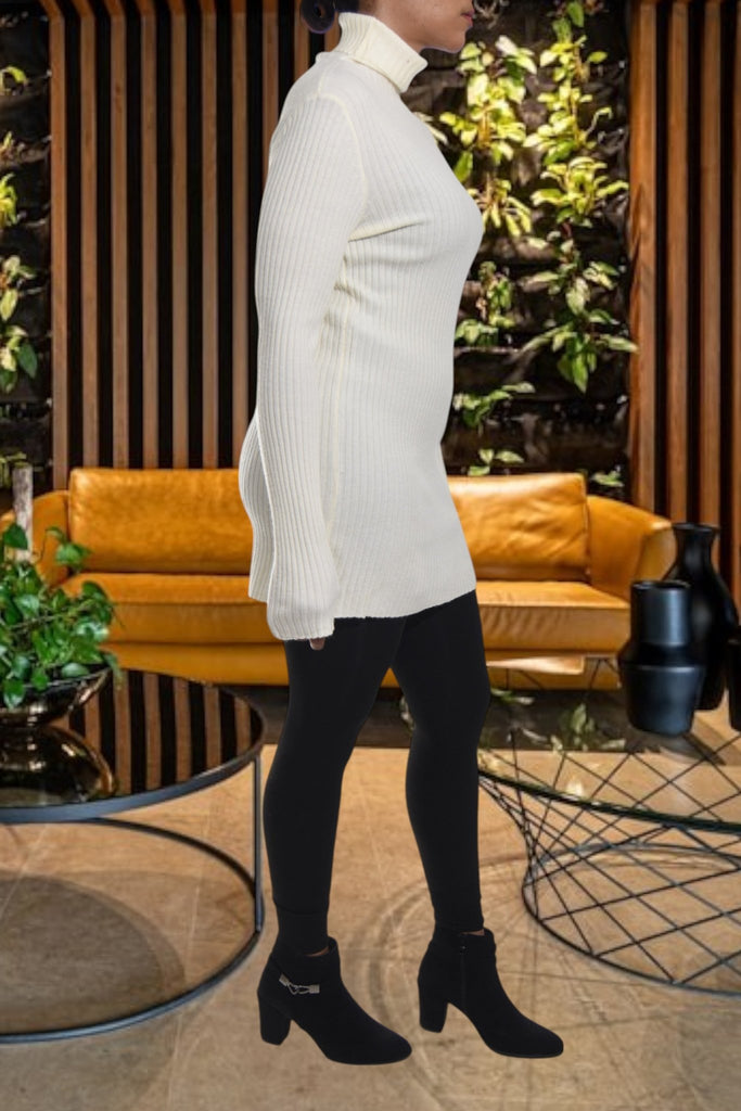 Ladies Polo Neck Dress Top - Cream - StylePhase SA