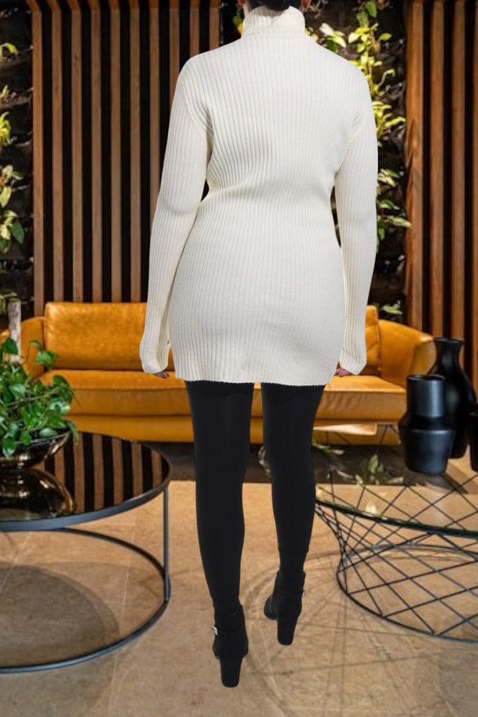 Ladies Polo Neck Dress Top - Cream - StylePhase SA
