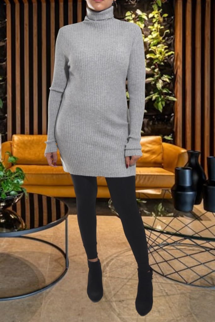 Ladies Polo Neck Dress Top - Grey - StylePhase SA