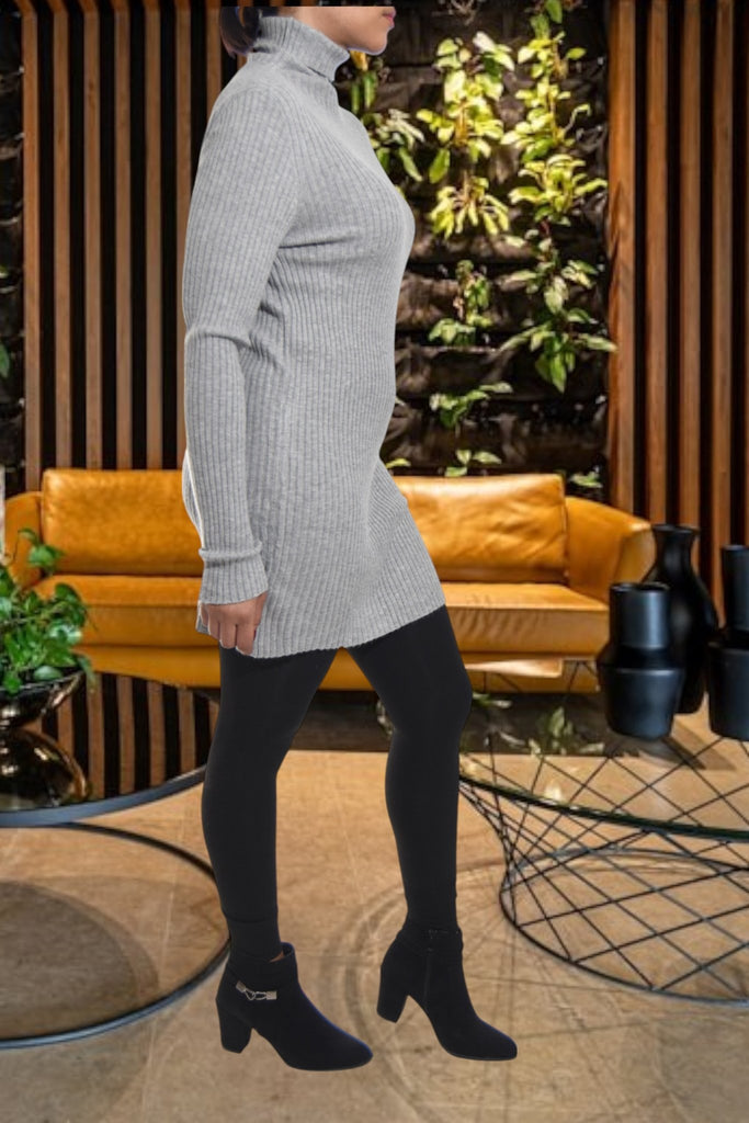 Ladies Polo Neck Dress Top - Grey - StylePhase SA