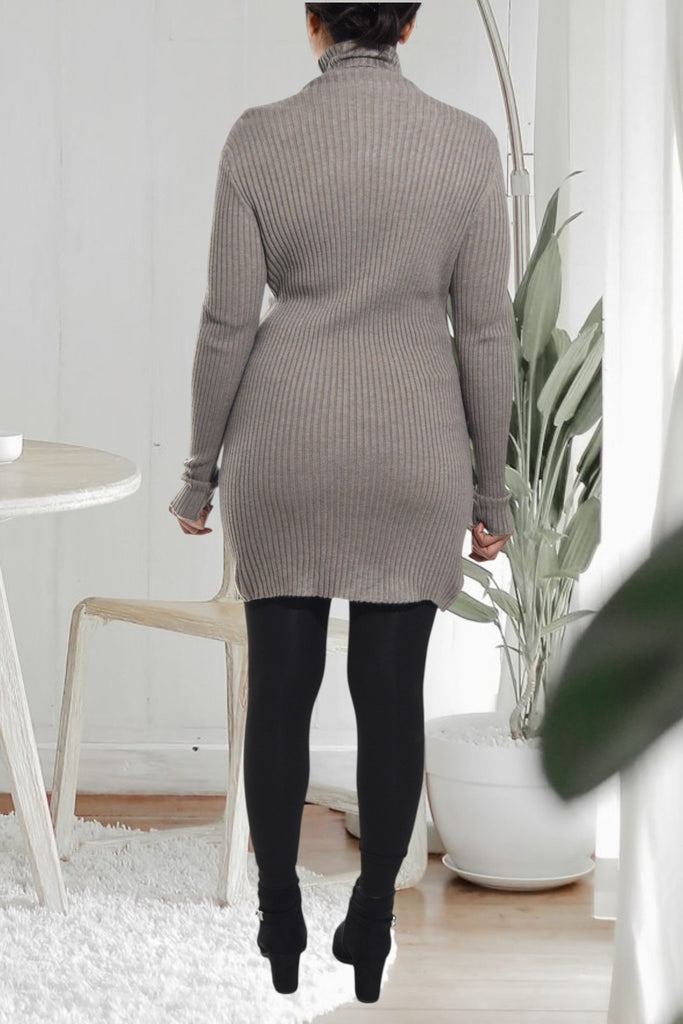 Ladies Polo Neck Dress Top - Khaki - StylePhase SA