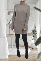 Ladies Polo Neck Dress Top - Khaki - StylePhase SA