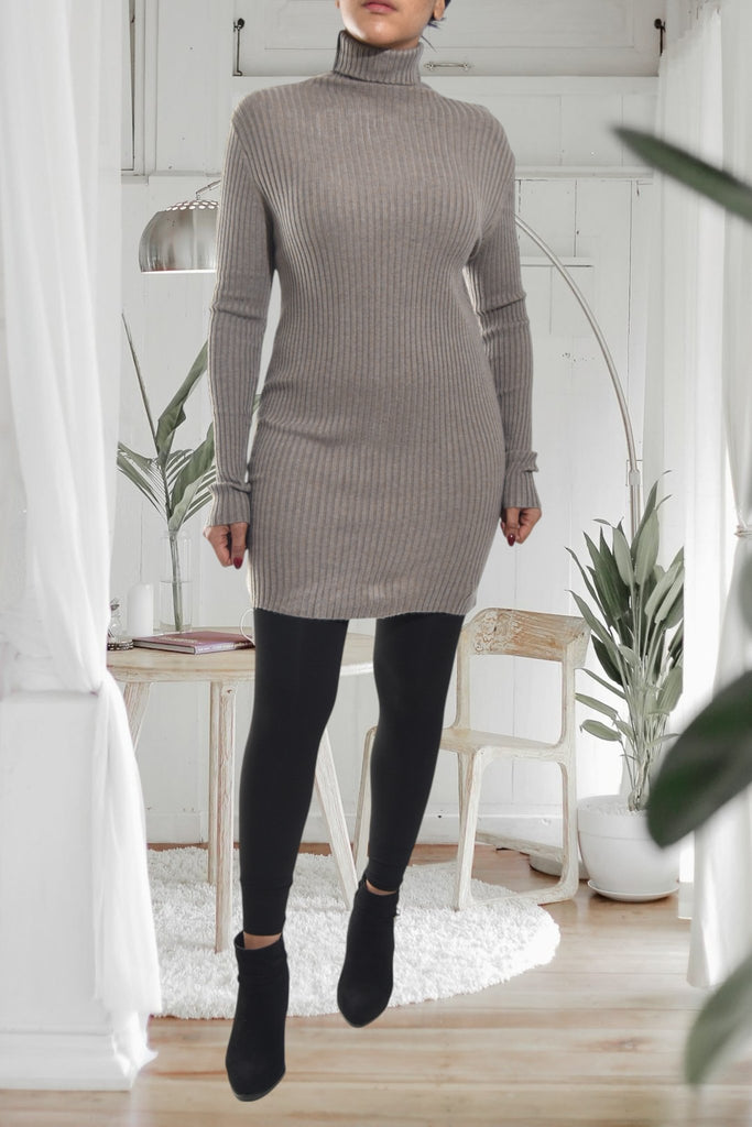Ladies Polo Neck Dress Top - Khaki - StylePhase SA