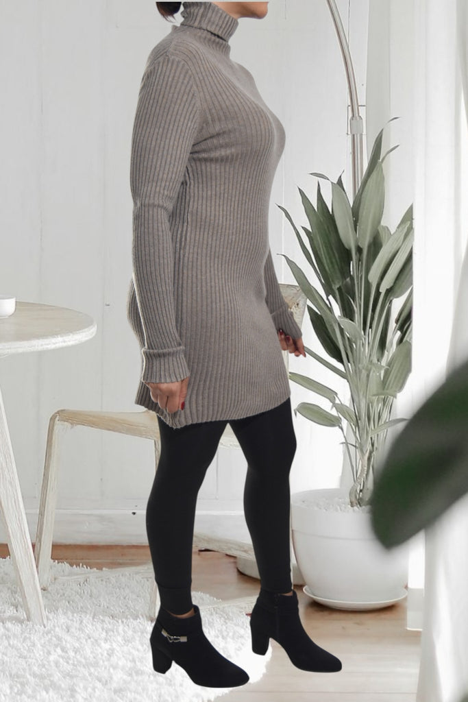 Ladies Polo Neck Dress Top - Khaki - StylePhase SA