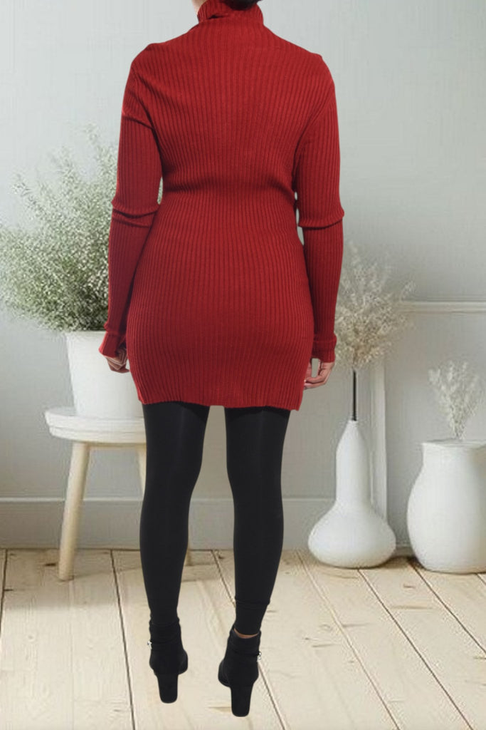 Ladies Polo Neck Dress Top - Red - StylePhase SA