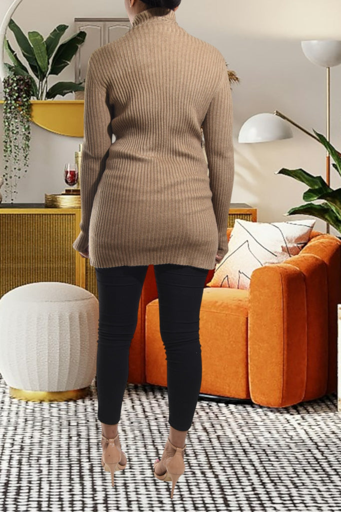 Ladies Polo Neck Dress Top - Tan - StylePhase SA