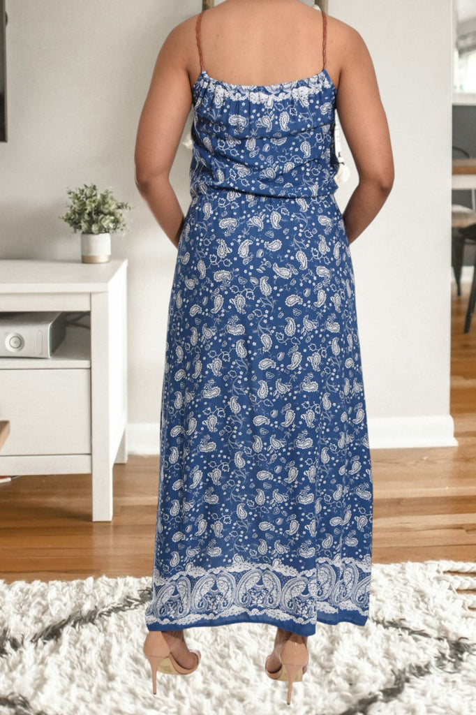 Ladies Printed Blue Maxi Dress - StylePhase SA