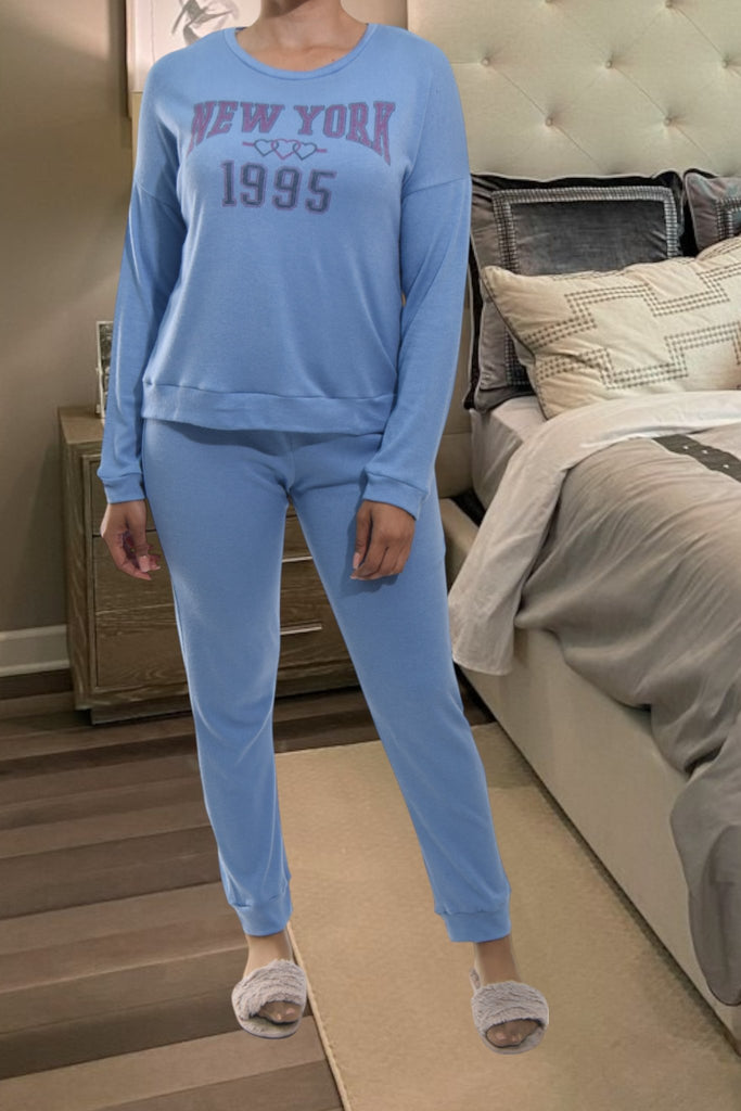 Ladies Printed Blue Pyjama Set - New York - 1995 - StylePhase SA