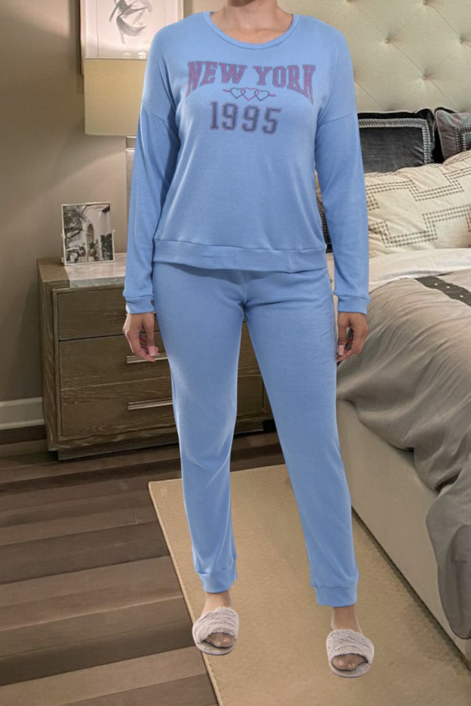 Ladies Printed Blue Pyjama Set - New York - 1995 - StylePhase SA