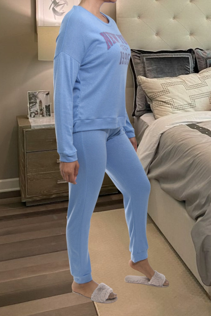 Ladies Printed Blue Pyjama Set - New York - 1995 - StylePhase SA