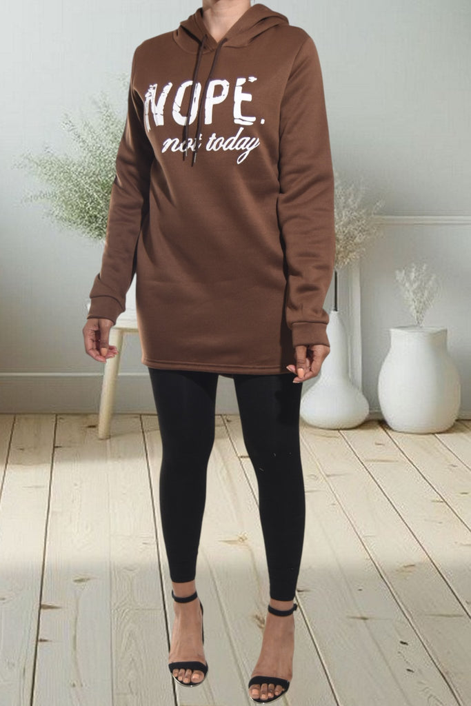 Ladies Printed Brown Hoody Dress Top - StylePhase SA