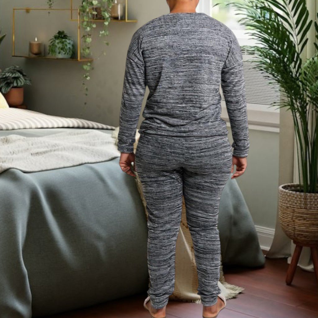 Ladies Printed Charcoal Heart Pyjama Set - StylePhase SA