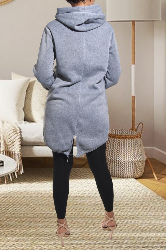Ladies Printed Grey Hoody Dress Top - StylePhase SA