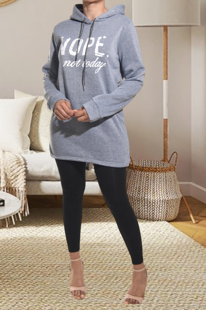 Ladies Printed Grey Hoody Dress Top - StylePhase SA