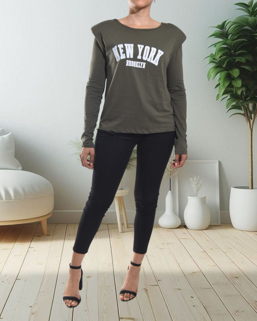 Ladies Printed Long Sleeve Top - New York , Brooklyn - StylePhase SA