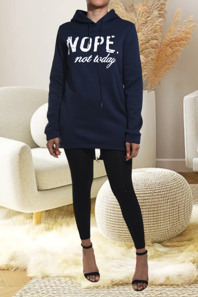 Ladies Printed Navy Hoody Dress Top - StylePhase SA