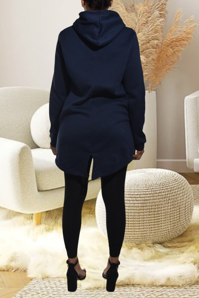 Ladies Printed Navy Hoody Dress Top - StylePhase SA