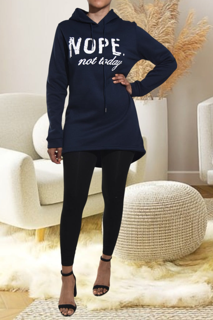 Ladies Printed Navy Hoody Dress Top - StylePhase SA