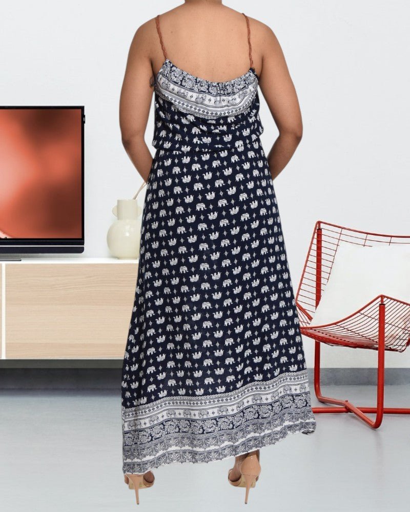 Ladies Printed Navy Maxi Dress - StylePhase SA