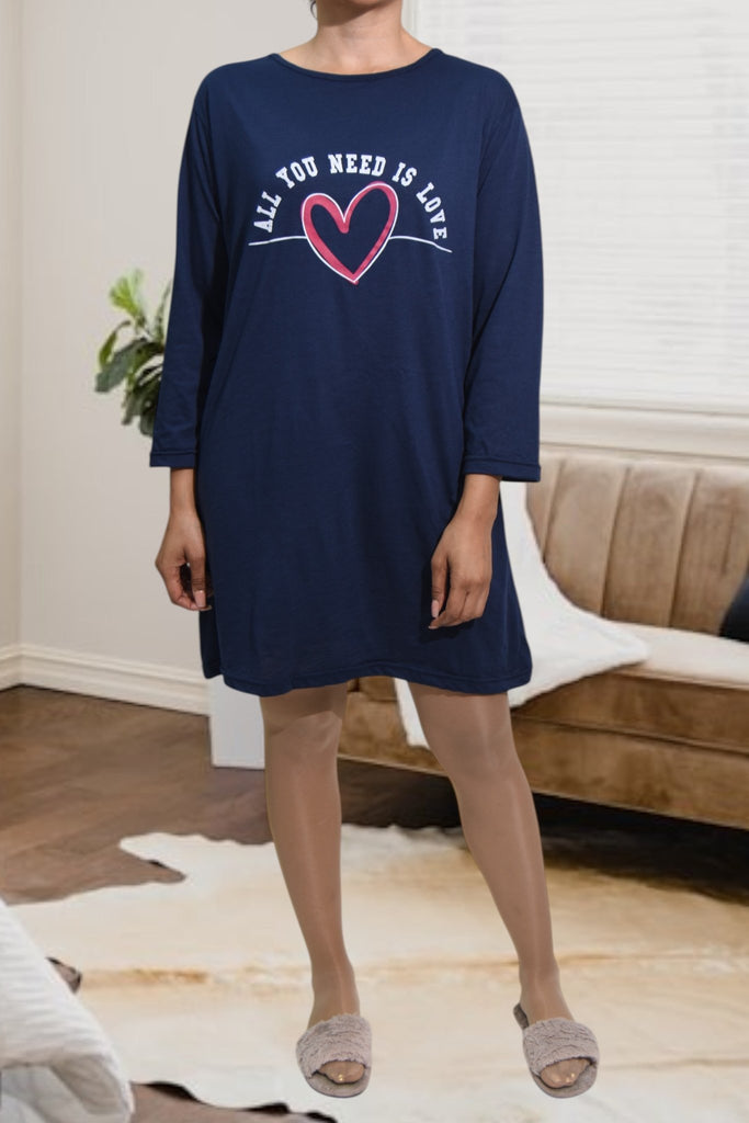 Ladies Printed Navy Sleep Shirt - StylePhase SA